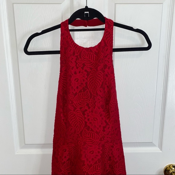 HOUSE OF CB RED MILAY LACE MINI HALTER NECK DRESS SIZE SMALL - Picture 13 of 13